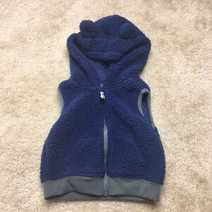 Carters Blue Zip Up Hooded Vest Size 9 Months